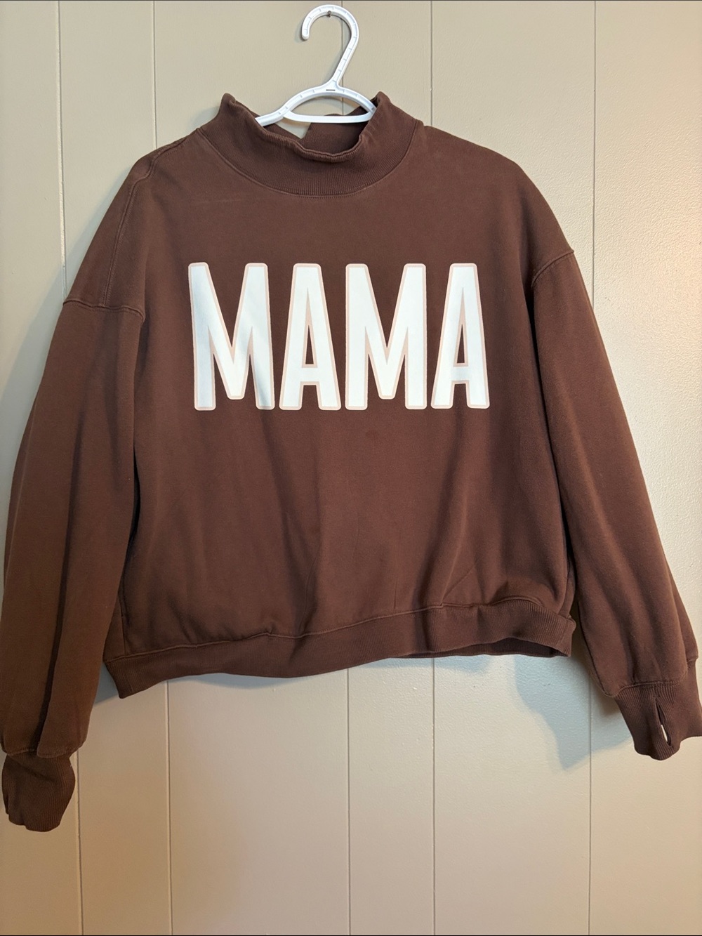 MAMA Mock Neck Sweatshirt - Brown